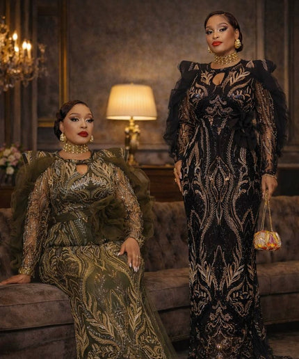 Dramatic Ruffle Sleeve Embellished Party Dress: Wedding Guest Mother of The Bride Cocktail Birthday Formal Turkey Evening Gown