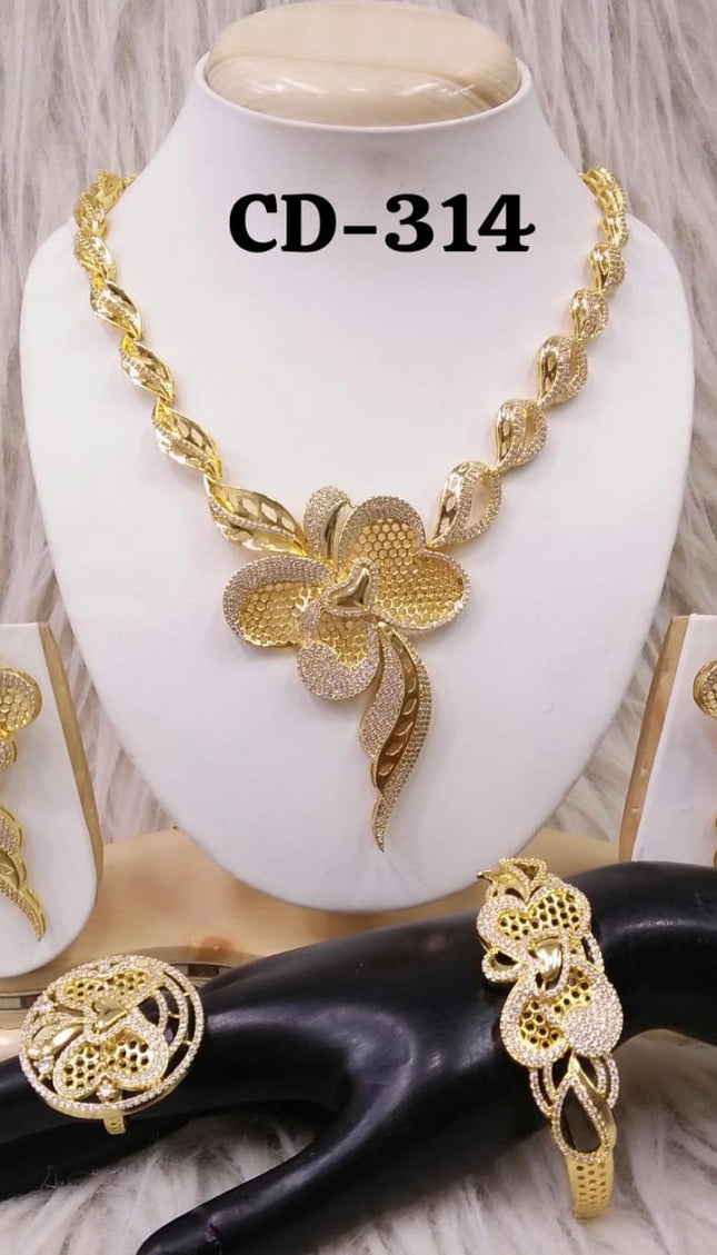Dubai Gold Plated Jewelry Set | Bridal Jewelry, Wedding Guest, Mother of The Bride Jewelry, Birthday Party Celebrant