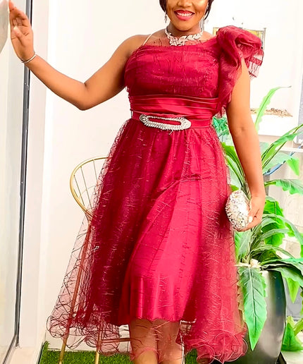 One Shoulder Summer Wedding Guest A-Line Dress Cocktail Party Celebration