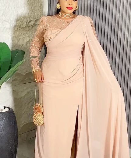 Sequin Shoulder Drape Maxi Dress | Bridesmaids Wedding Guest Birthday Party Mother of The Bride