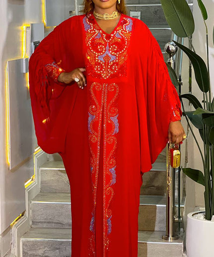 Rhinestone Embellished Black Kaftan Dress, African Bubu Abaya Gown, Wedding Birthday Party Engagement Ceremony