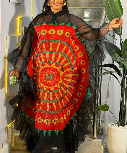 Colorful Brocade Ruffle Kaftan Dress: Wedding Party Cocktail Birthday –  FASHIONISKO