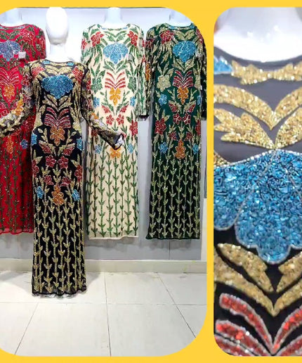 Colorful Beaded Embellished Party Dress | Wedding Guest Mother of The Bride