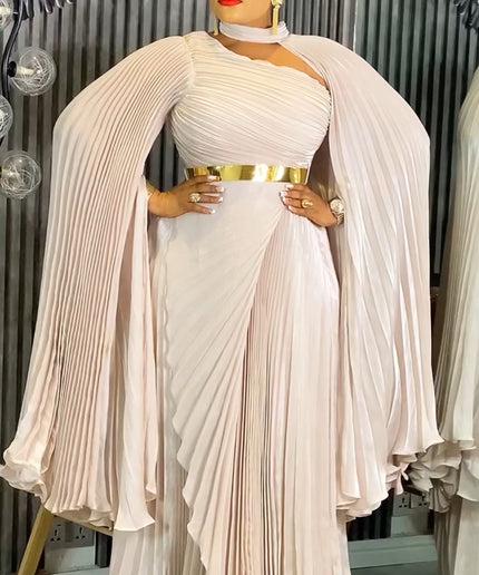 Asymmetric Pleated Draped Maxi Dress - Birthday Photoshoot Cocktail Dinner Wedding Guest Party