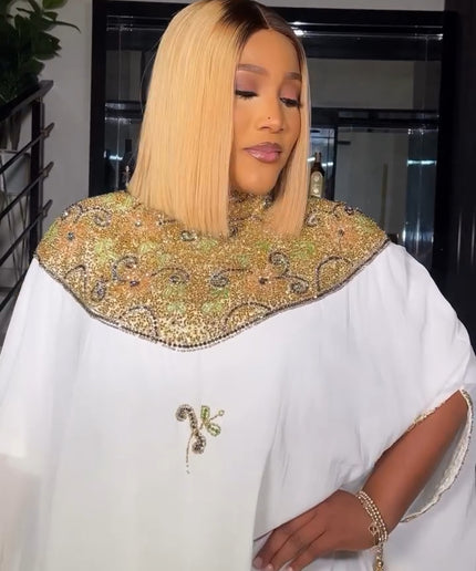 White Embellished Tassel Kaftan Gown for Wedding Guest Dress Mother of The Bride Birthday Party Engagement Ceremony Cocktail Reception