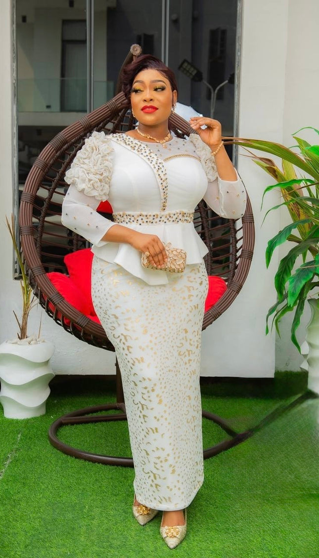 Embellished Ruffle Wedding Guest Dress White Peplum Maxi Party Birthday Anniversary