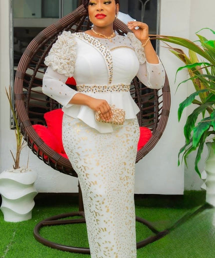 Embellished Ruffle Wedding Guest Dress White Peplum Maxi Party Birthday Anniversary
