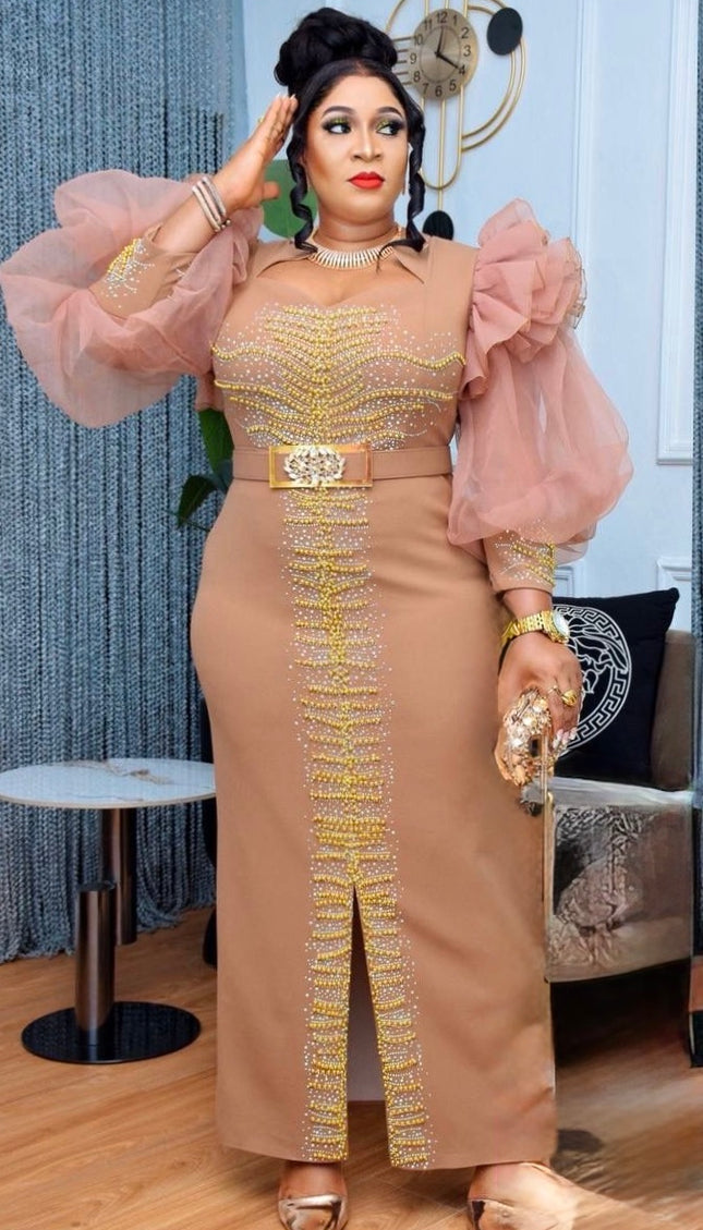 Ruffle Sleeve Embellished Mother of The Bride Dress Wedding Guest Cocktail Reception