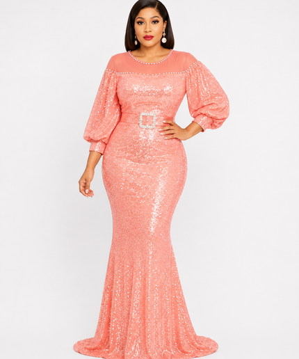 Elegant Green Sequin Embellished Maxi Dress for Wedding Guest Birthday Party Cocktail Formal Evening Gown