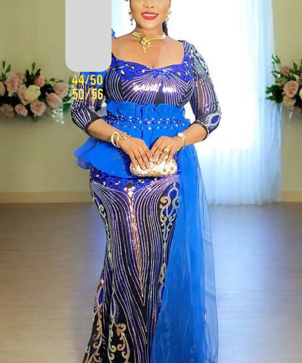 Sequin Side Draped Maxi Dress | Bridal Wedding Guest Mother of The Bride Gala