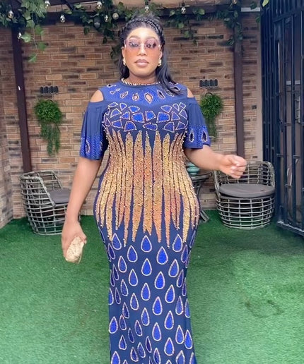 Bling Kaftan Dress Stretches Floor Length Maxi
