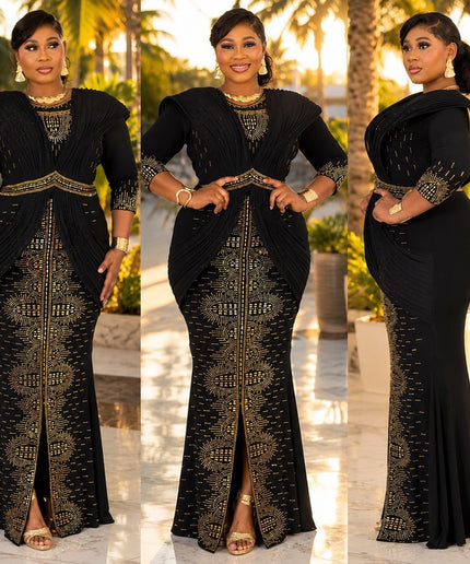 Make An Entrance Burgundy Structured Shoulder Crystal-Embellished Maxi Dress