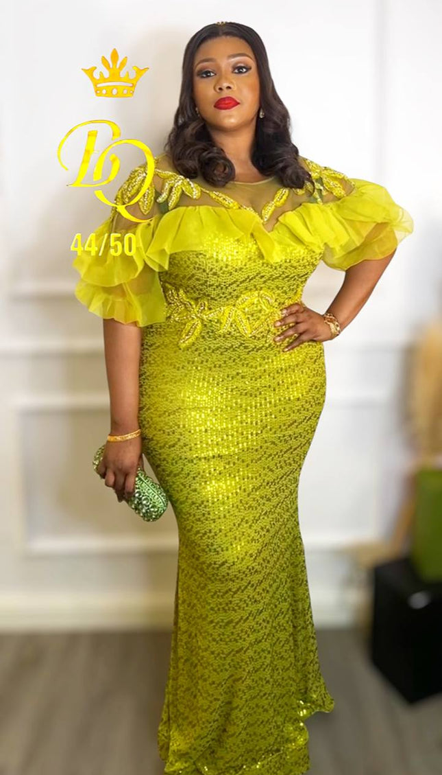Sequin Ruffle Embellished Maxi Dress