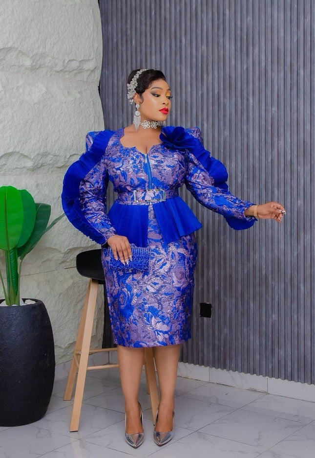 Metallic Ruffle Wedding Guest Dress | Plus Size Mother of The Bride Birthday Party Cocktail Anniversary Curvy Women's Evening Wear