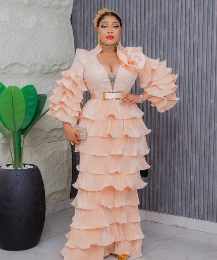 Ruffle Wedding Guest Maxi Dress, Plus Size Mother of The Bride Mermaid Gown, Birthday Party Anniversary Cocktail