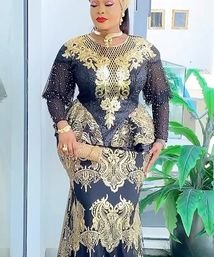 Embellished Peplum Maxi Evening Gown | Wedding Guest Mother of The Bride Birthday Party