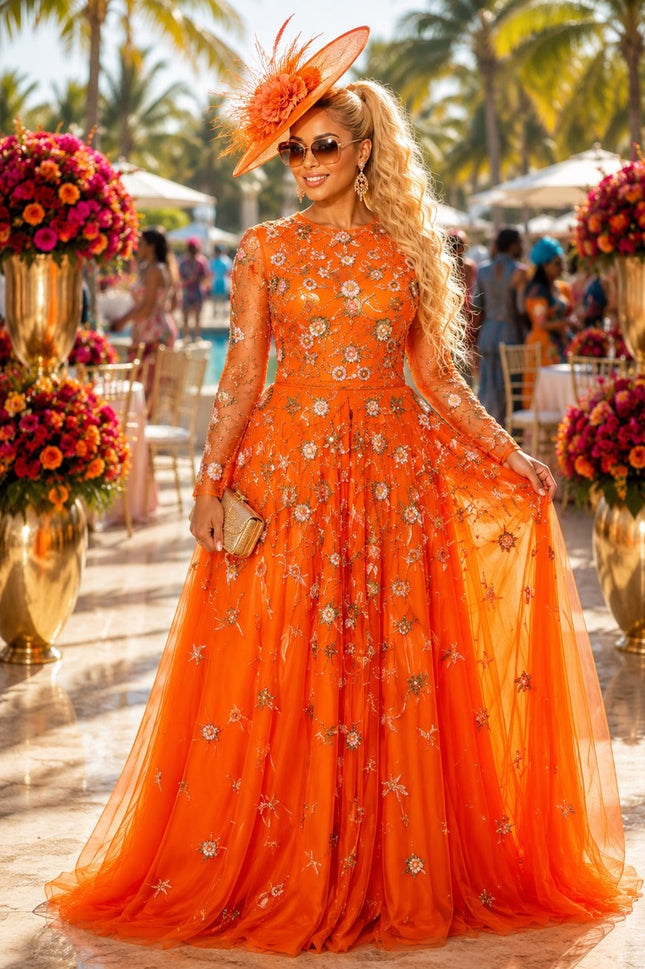 "Holiday Party Fashion" Red Hand-Embellished Beaded Floral Sequins A-Line Gown for Bridal Reception Wedding Guest Mother of Bride Celebrant Birthday Cocktail Dinner Formal Evening Dress Plus Size