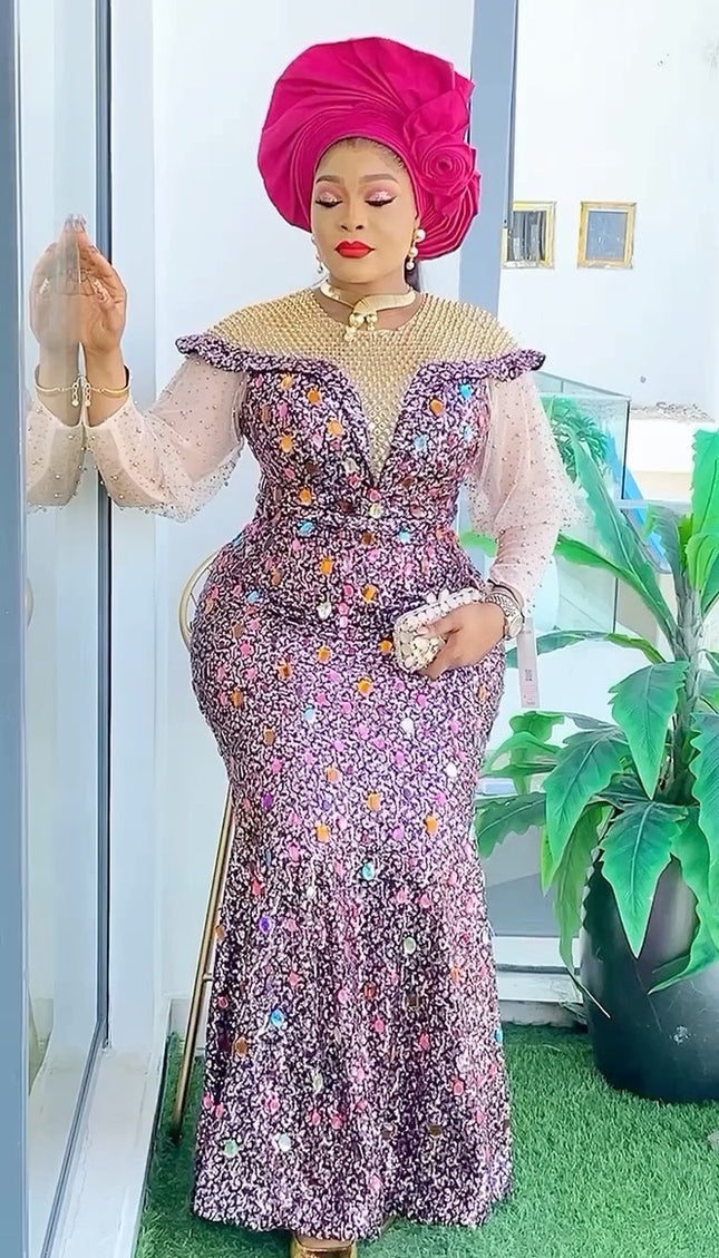 Sequin Peplum Mermaid Dress | Wedding Mother of The Bride Birthday Party