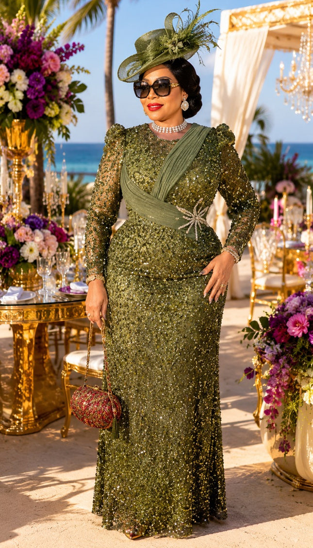 "Center of Attention" Pink Beaded Sequin Formal Evening Dress: Mother of The Bride Wedding Guest Birthday Party Church Cocktail Reception Plus Size