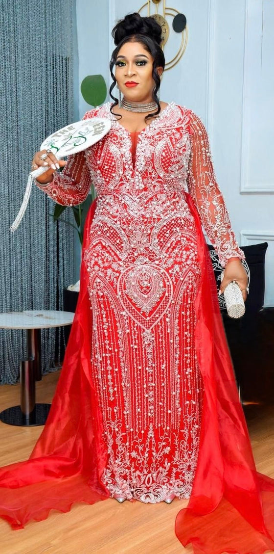 Plus Size Embellished Mother of The Bride Mermaid Gown Overskirt, Beaded Wedding Guest Dress Floor Length Maxi, Birthday Formal Evening Party Wear