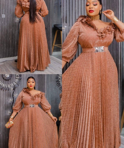 Elegant One-Shoulder Ruffle Pleated Flare Maxi Dress: Summer Wedding Guest Black Tie Attire Mother of The Bride Birthday Cocktail Party Outfit