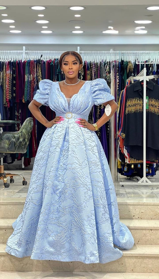 Metallic Puff Sleeve Maxi Dress | Evening Wear Plus Size Birthday Celebrant Gala Wedding Guest Mother of The Bride Pageant