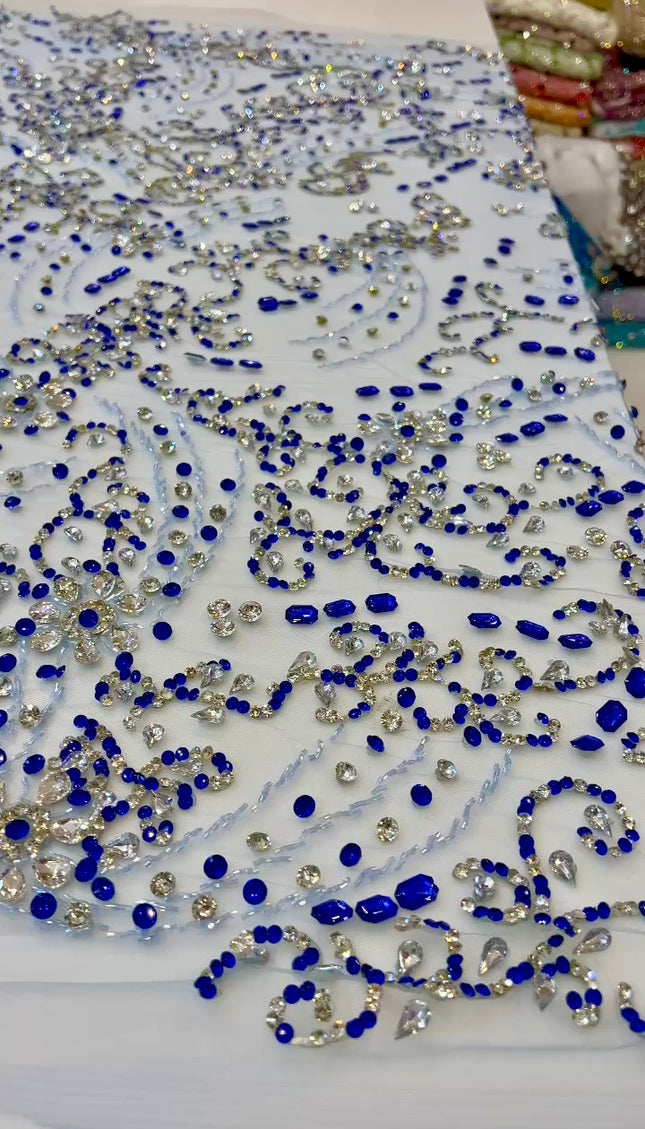 Swarovski Crystal Hand Beaded Fabric Dressmaking | Wedding Evening Gown Pageant Birthday Party Prom Dress