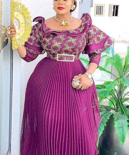 Ruffle Embellished A-Line Gown