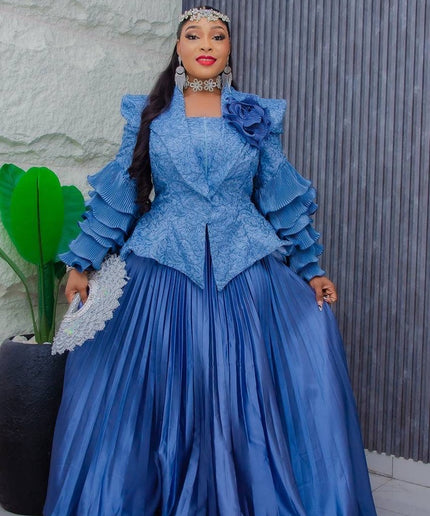 Dramatic Sleeve Top and Pleated Skirt | Mother of The Bride Graduation Celebration Wedding Guest
