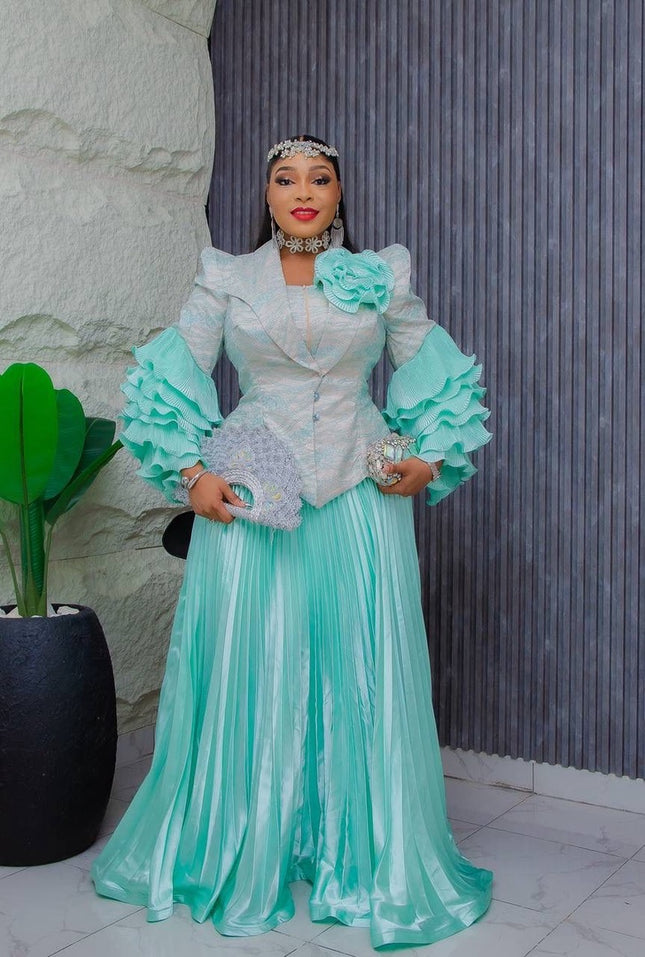Dramatic Sleeve Top and Skirt | Birthday Photoshoot Mother of The Bride Graduation Celebration Wedding Guest