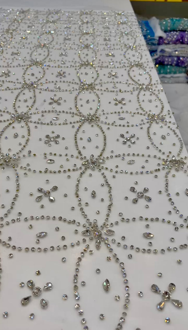 Swarovski Crystal Dress Fabric | Bridal Wedding Evening Gown Birthday Pageant Prom