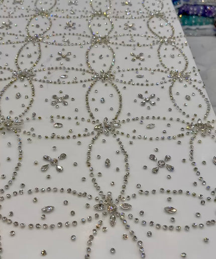 Swarovski Crystal Dress Fabric | Bridal Wedding Evening Gown Birthday Pageant Prom