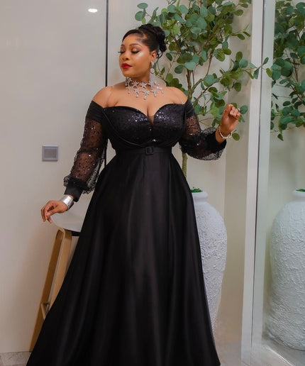 White Off-The-Shoulder Sequin Maxi Gown for Anniversary Cocktail Dinner Civil Formal Wedding Dress Bridal Photoshoot Mother of The Bride