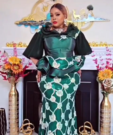 Sequin Ruffle Peplum Mermaid Dress for Wedding Guest Birthday Party Anniversary Birthday Photoshoot