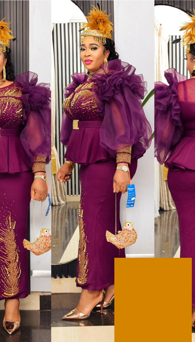 Ruffle Sleeve Embellished Maxi Dress | 5 Colors