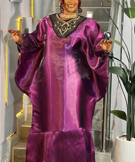 Elegant Black Liquid Organza Beaded Embellished Pleated Kaftan Maxi Dress for Mother of The Bride Engagement Birthday Party Church Anniversary African Bubu Gown Wedding Guest Outfit Formal Evening Gown