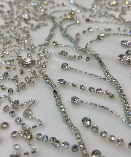 Sparkly Swarovski Crystal Hand Beaded Fabric Dressmaking Wedding Dress Bridal Reception Evening Gown Pageant Birthday Party Prom Dress