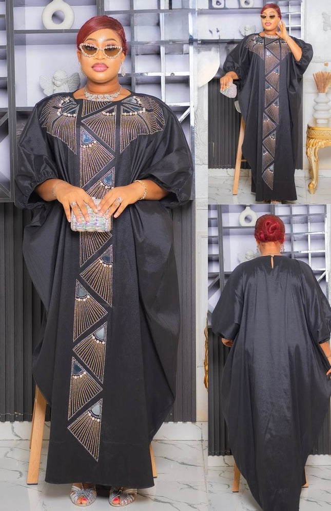 Black Embellished Kaftan Bubu Dress for Wedding Guest Birthday Dinner Photoshoot Gala Anniversary