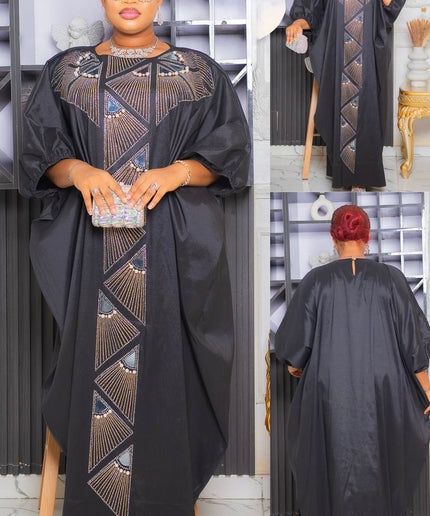 Black Embellished Kaftan Bubu Dress for Wedding Guest Birthday Dinner Photoshoot Gala Anniversary