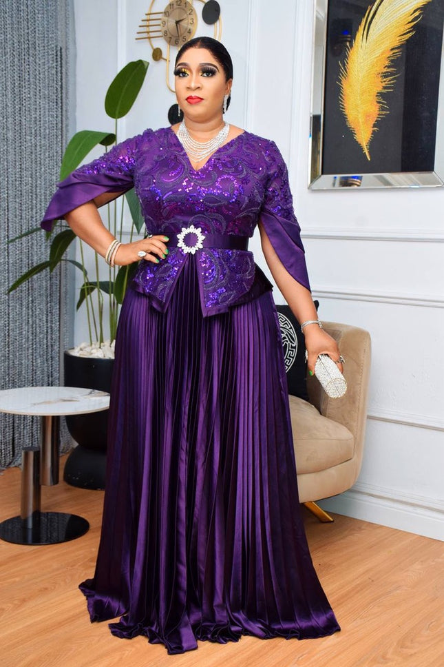 Statement Sleeve Sequin Peplum 2 Piece Top and Skirt | Mother of The Bride Birthday Party