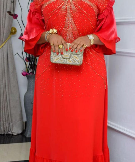 Kaftan with Rhinestones Ruffle Sleeves