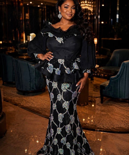Stunning Green Sequin Embellished Peplum Party Dress for Wedding Birthday Celebrant Cocktail Party Mother of The Bride