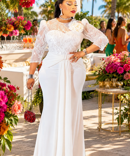 Glamorous Yellow Sequin Embellished 3D Flower Ruched Draped Maxi Dress for Wedding Guest Birthday Party Mother of The Bride Outfit Cocktail Reception Formal Evening Gown Turkish Womenswear