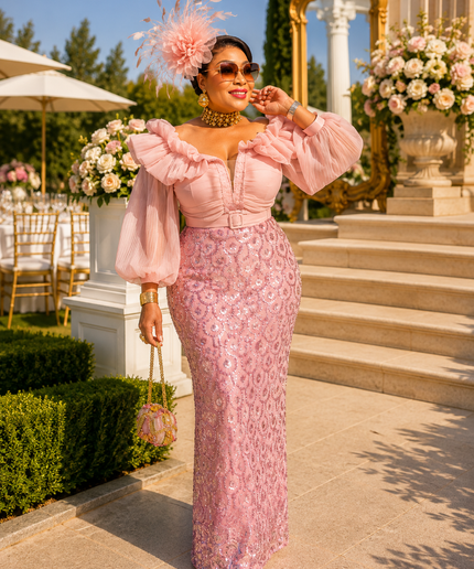 Elegant Black Off-The-Shoulder Sequin Bishop Sleeve Maxi Dress: Wedding Guest Birthday Party Cocktail Gala Mother of The Bride