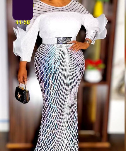 Dramatic Sleeve Sequin Maxi Dress | Birthday Party Photoshoot Celebrant Wedding Guest