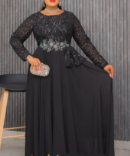 Applique Embellished Pleated Gown | Wedding Guest Birthday Party Celebrant