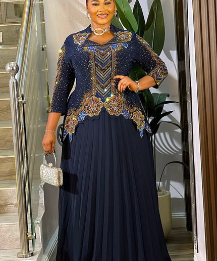 White Rhinestone Embellished Pleated Maxi Dress: Wedding Guest Birthday Party Mother of The Bride Dinner