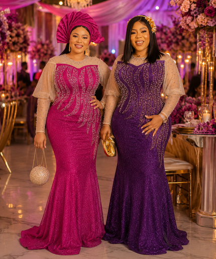 Plus Size Pink Embellished Mermaid Dress for Party Mother of The Bride Gown Wedding Guest Cocktail Reception Formal Evening Outfit