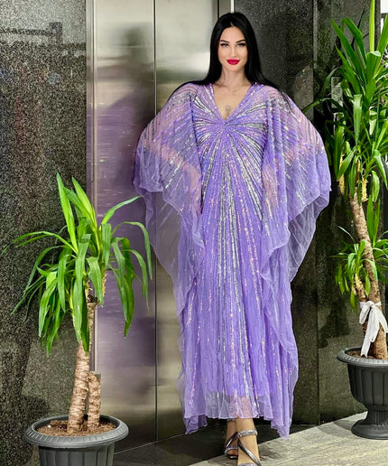 Sparkly Sequin Embellished Kaftan, Rich Aunty Bubu African Wedding Guest Dress Nigerian Party Attire,