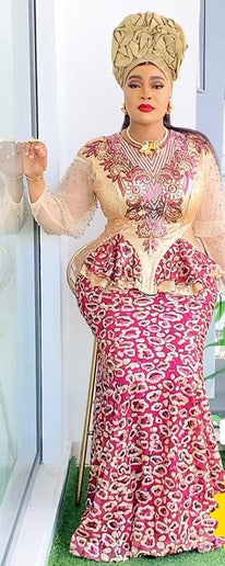 Sequin Embellished Peplum Maxi Dress
